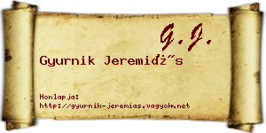 Gyurnik Jeremiás névjegykártya